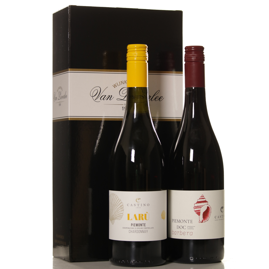 Italiaans wijncadeau Piemonte – Chardonnay & Barbera in luxe geschenkdoos